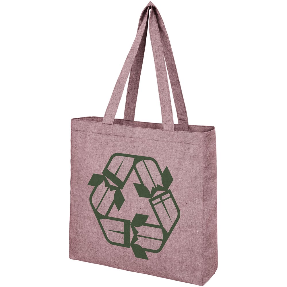 Pheebs 210 g/m² recycelte Tragetasche mit Seitenfalten 13L heather Maroon rot