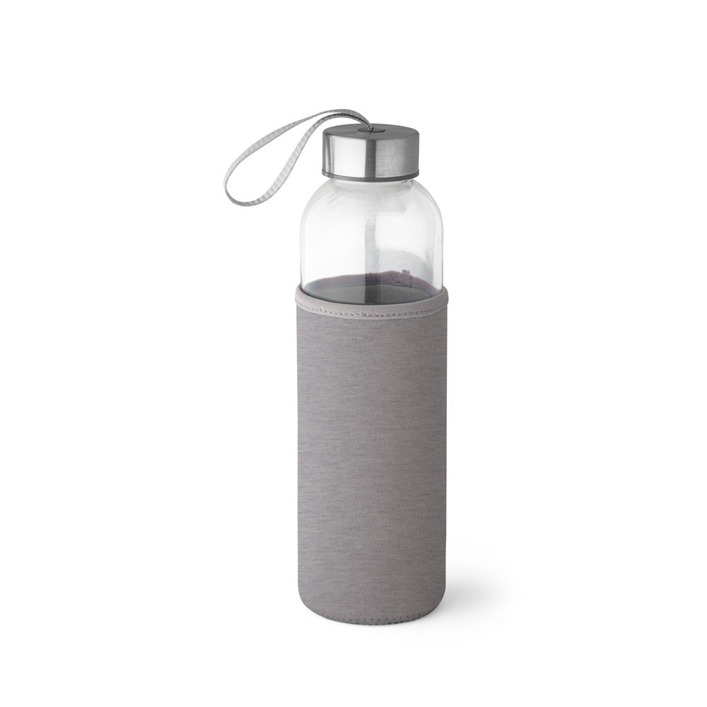 RAISE Bouteille de sport en verre et acier inoxydable 520 mL gris clair