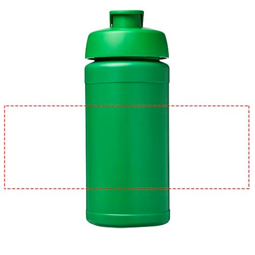 Baseline 500 ml recycelte Sportflasche mit Klappdeckel grün, grün