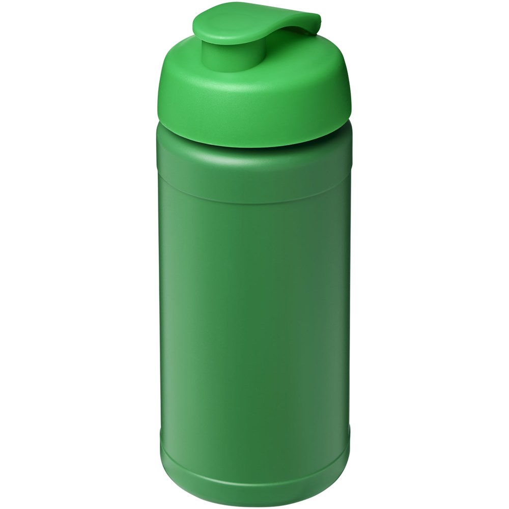 Bouteille de sport Baseline de 500 ml recyclée avec couvercle rabattable Vert, Vert