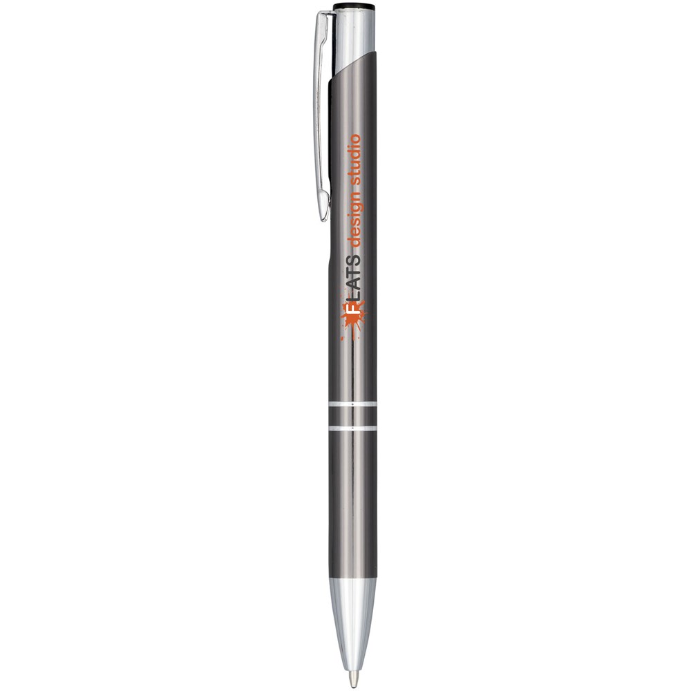 Stylo bille aluminium anodisé Moneta (encre bleue) gris