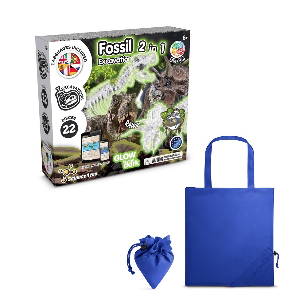 2 in 1 Fossil Excavation Kit V Lernspiel lieferung inklusive einer faltbaren geschenktasche aus 190T Königsblau