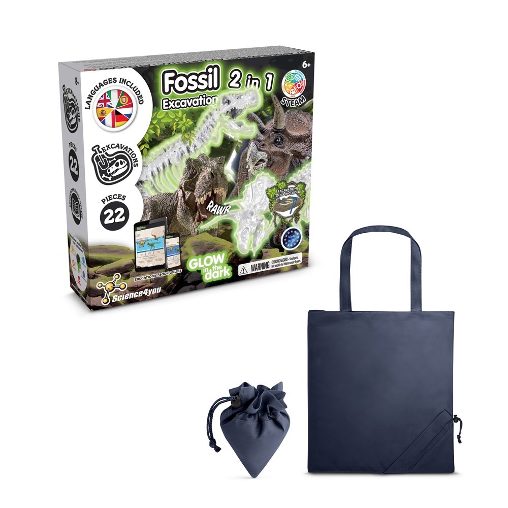 2 in 1 Fossil Excavation Kit V Lernspiel lieferung inklusive einer faltbaren geschenktasche aus 190T dunkelblau