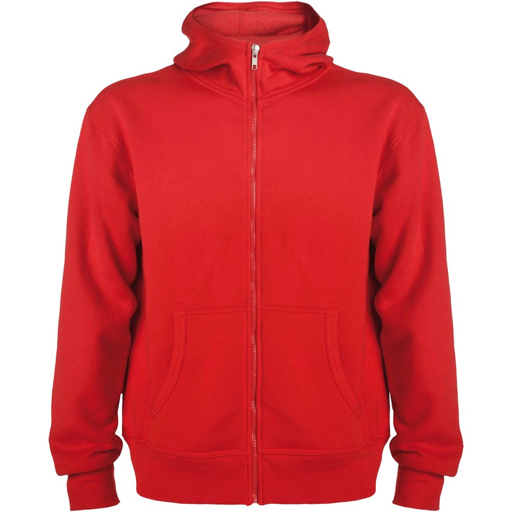 Hochwertige Kapuzen-Sweatjacke – ideal als personalisiertes Kundengeschenk mit Logo-Aufdruck. rot