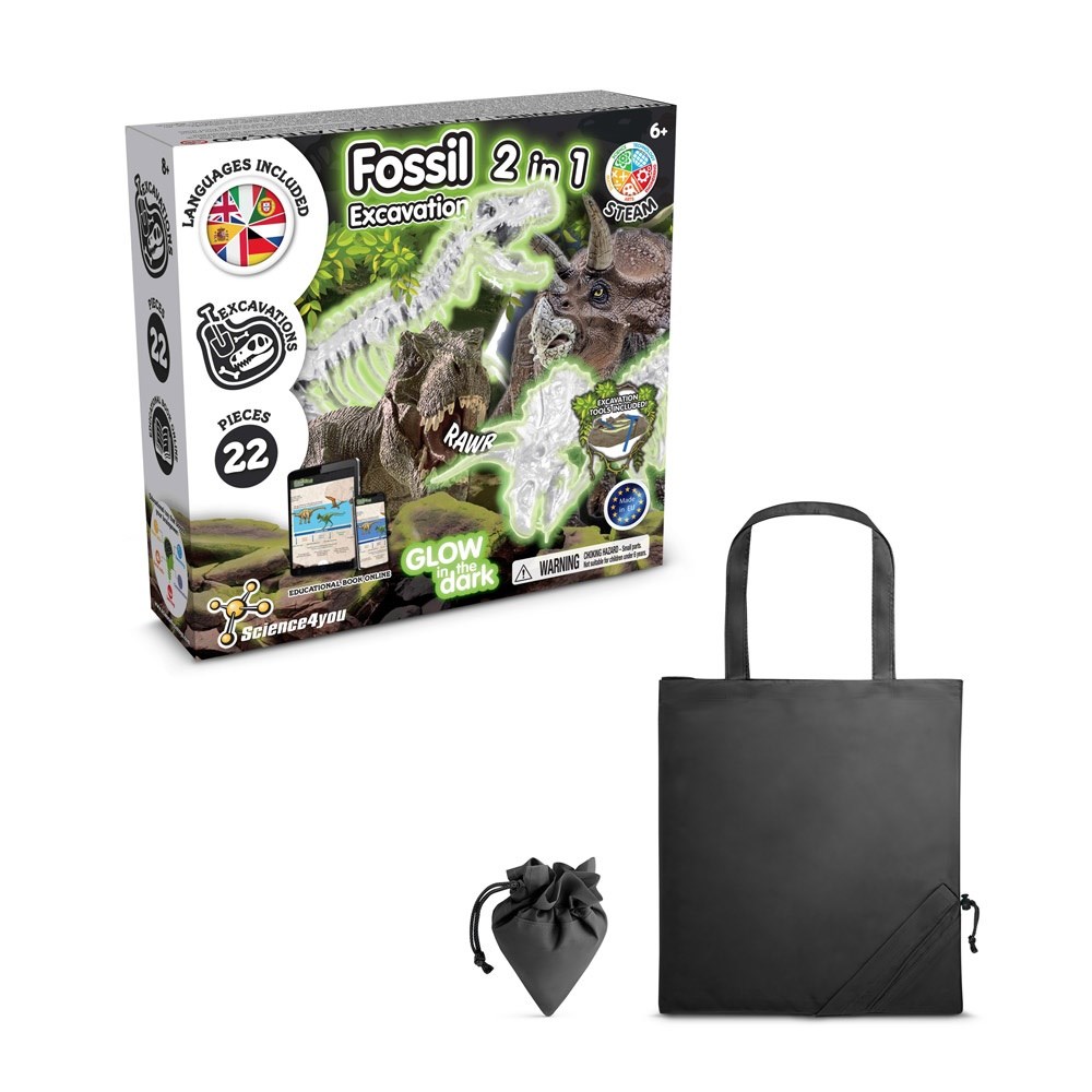 2 in 1 Fossil Excavation Kit V Lernspiel lieferung inklusive einer faltbaren geschenktasche aus 190T schwarz