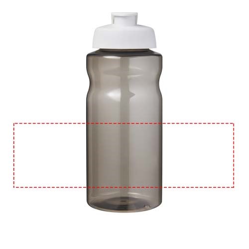 Bouteille de sport H2O Active® Eco Big Base de 1 litre à couvercle rabattable Charbon, Blanc