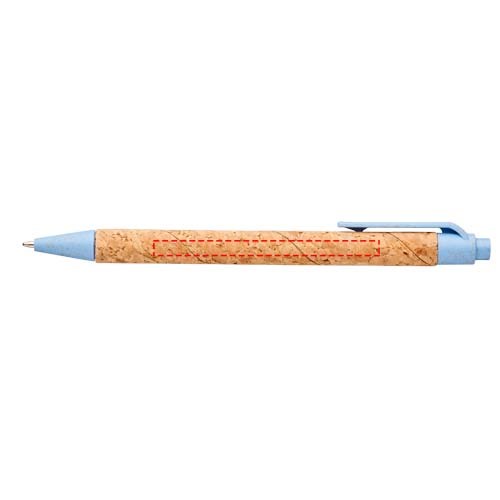 Stylo bille Midar en liège et paille de blé (encre noire) Naturel, Bleu clair