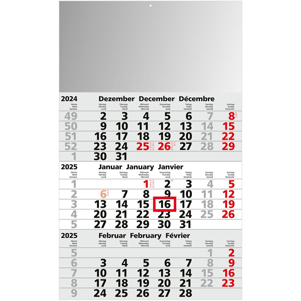 3-Monats-Wandkalender 2025