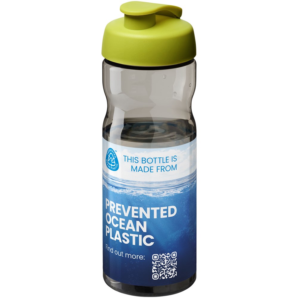 Bouteille de sport H2O Active® Eco Base de 650 ml avec couvercle à bec verseur Citron vert, Charbon