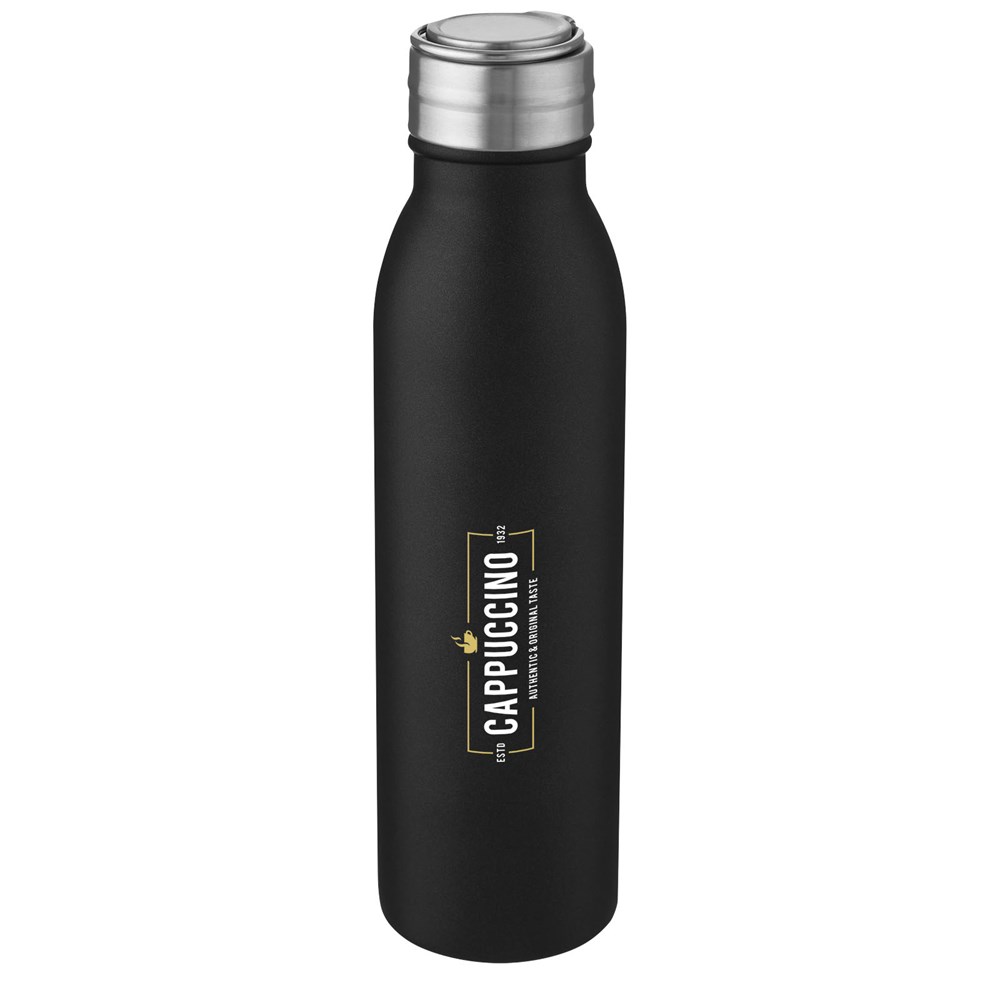 Harper 700 ml Sportflasche aus Edelstahl mit Metallschlaufe schwarz