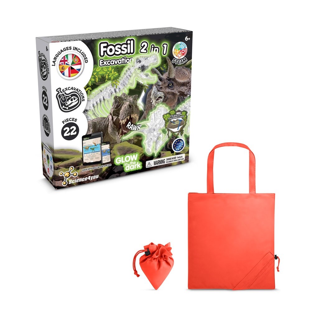 2 in 1 Fossil Excavation Kit V Lernspiel lieferung inklusive einer faltbaren geschenktasche aus 190T rot