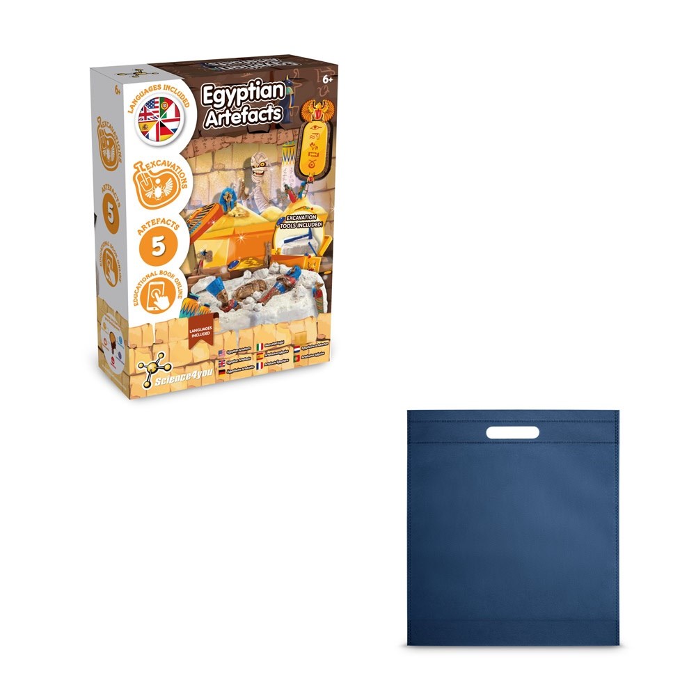 Ancient Egypt Excavation Kit IV Jeu éducatif livré avec un sac cadeau en non-tissé (80 g/m²) bleu