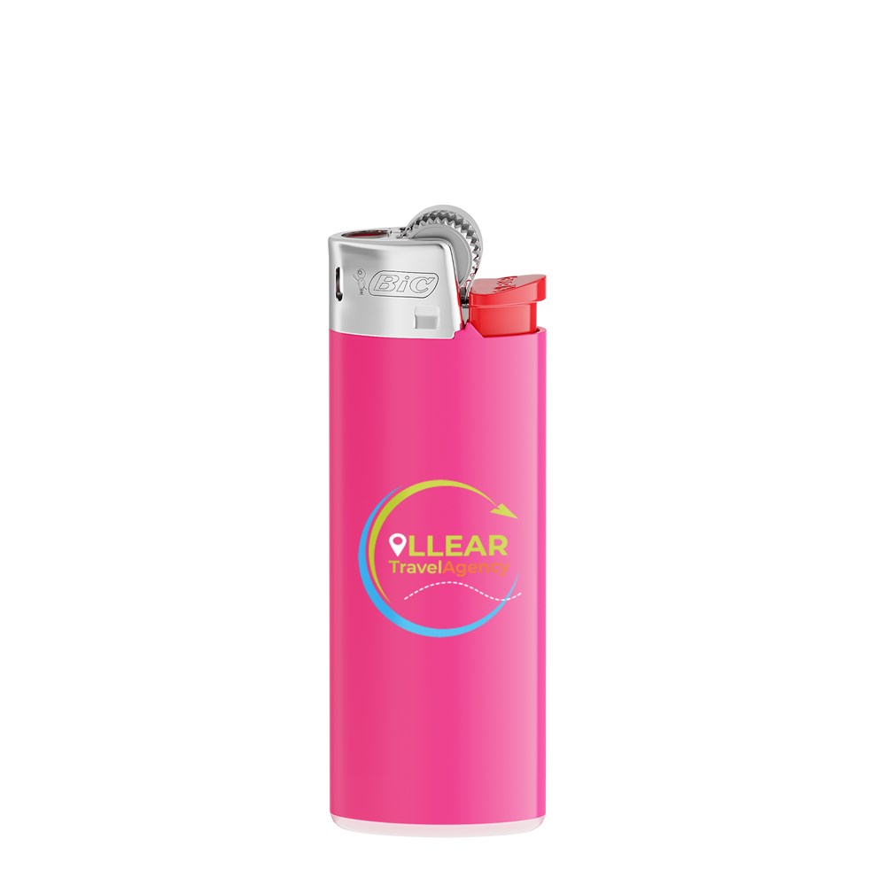 BIC® J25 Standard Feuerzeug Corpus Pink/Boden Weiss/Drücker Rot/Chromkappe