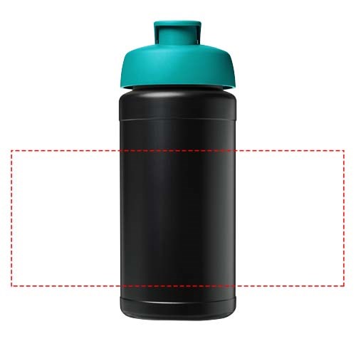 Bouteille de sport Baseline de 500 ml recyclée avec couvercle rabattable Noir, Vert eau