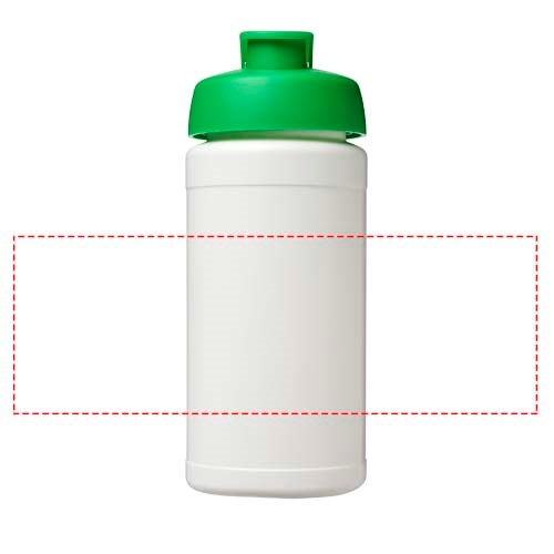 Baseline 500 ml recycelte Sportflasche mit Klappdeckel weiss, grün