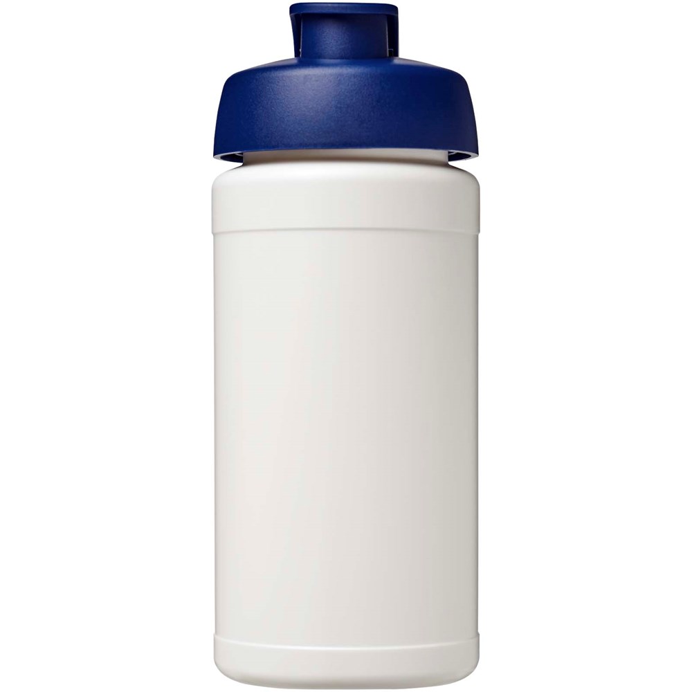 Bouteille de sport Baseline Rise de 500 ml recyclée avec couvercle rabattable Blanc, Bleu