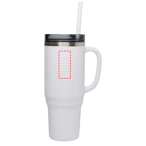 Mug isotherme Melbourne 1200 ml certifié RCS avec paille blanc