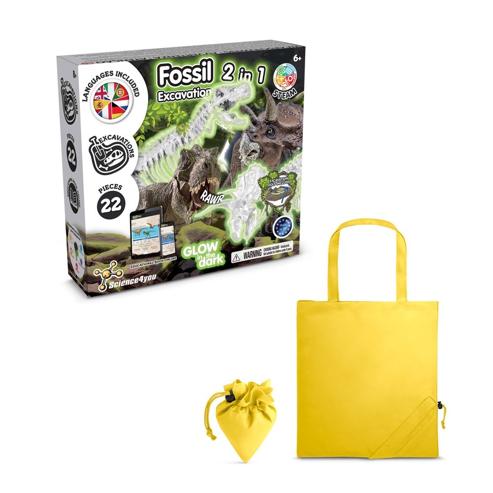 2 in 1 Fossil Excavation Kit V Lernspiel lieferung inklusive einer faltbaren geschenktasche aus 190T gelb