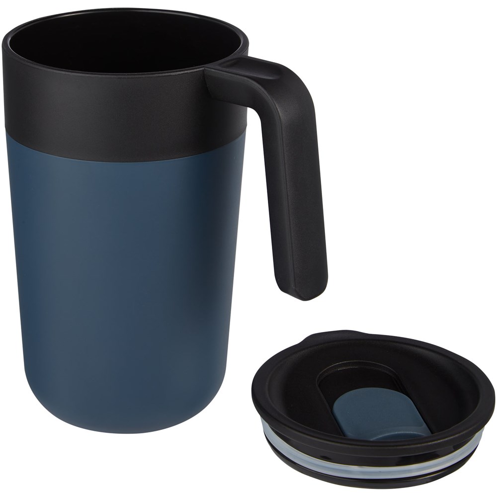 Tasse Nordia de 400 ml recyclée à double paroi bleu foncé