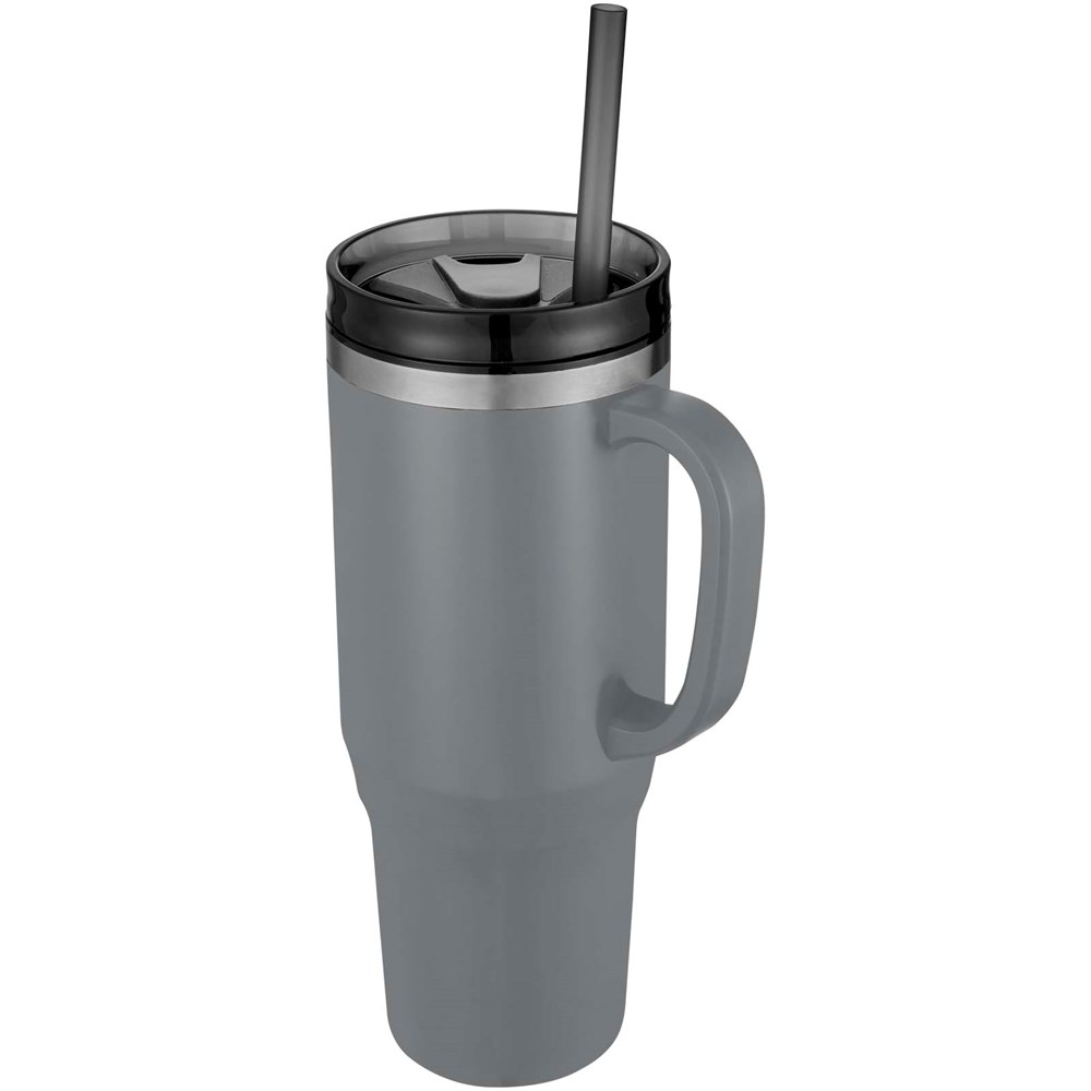 Mug isotherme Melbourne 1200 ml certifié RCS avec paille gris