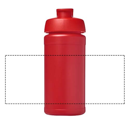 Bouteille de sport Baseline de 500 ml recyclée avec couvercle rabattable Rouge, Rouge