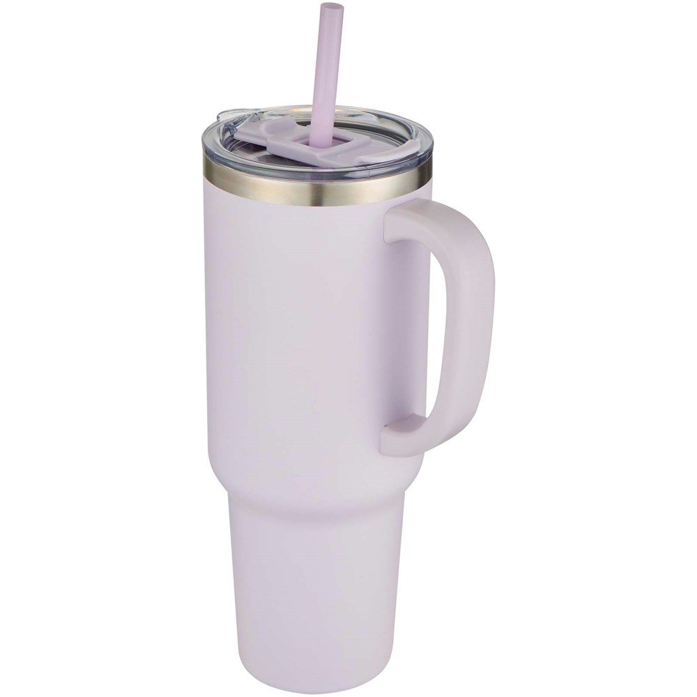 Mug Sydney 1200 ml double paroi certifié RCS avec isolation par le vide et couche de cuivre avec paille Lilas