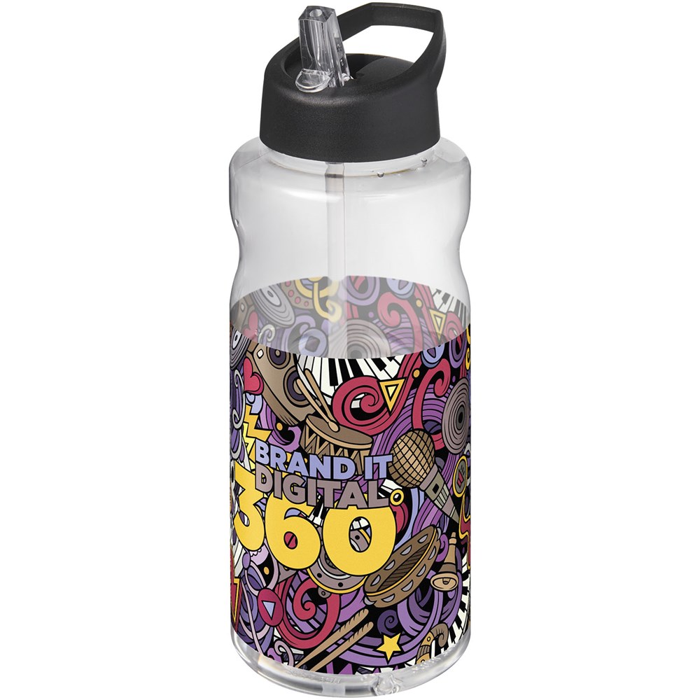 Bouteille de sport H2O Active® Big Base de 1 litre avec couvercle à bec verseur noir