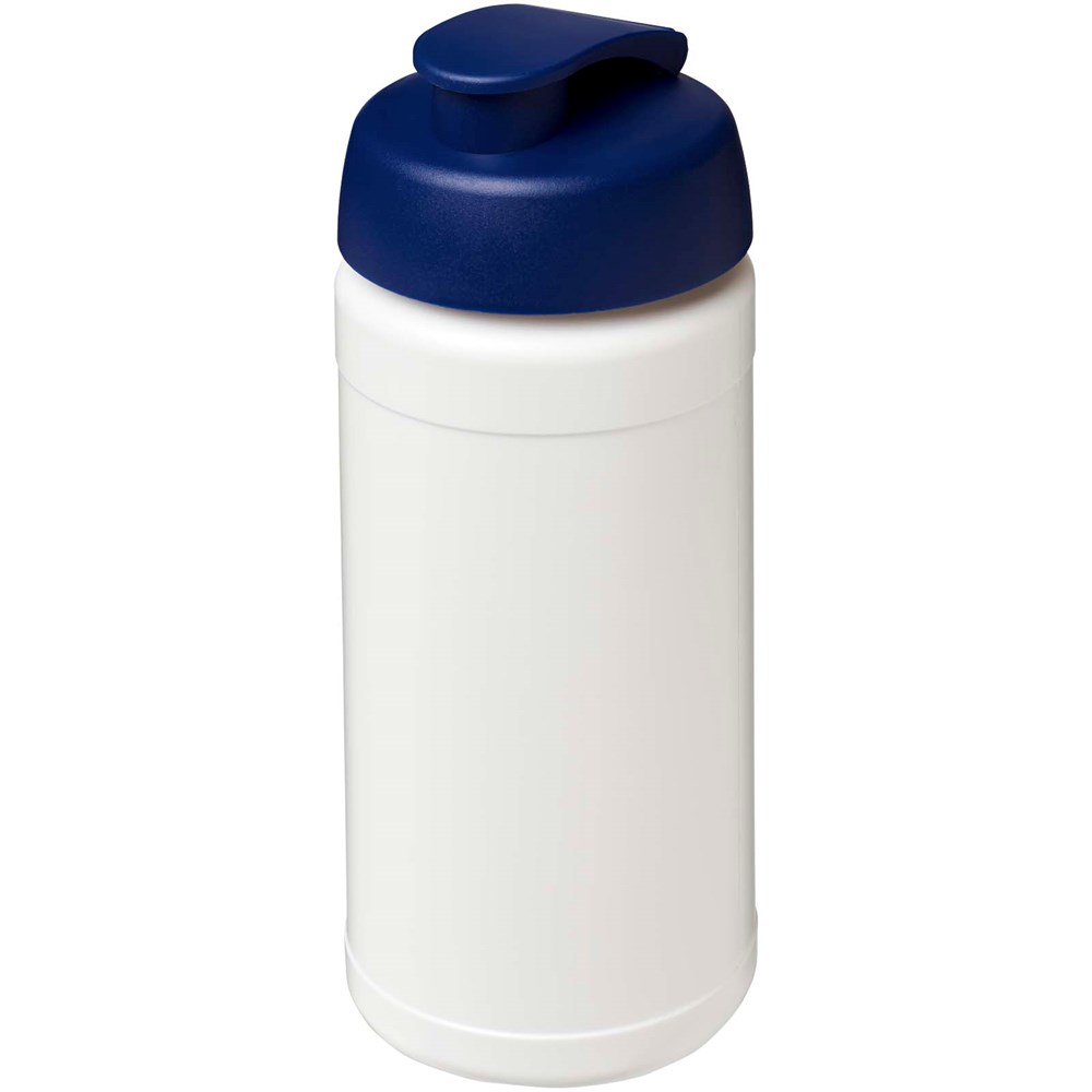 Bouteille de sport Baseline Rise de 500 ml recyclée avec couvercle rabattable Blanc, Bleu