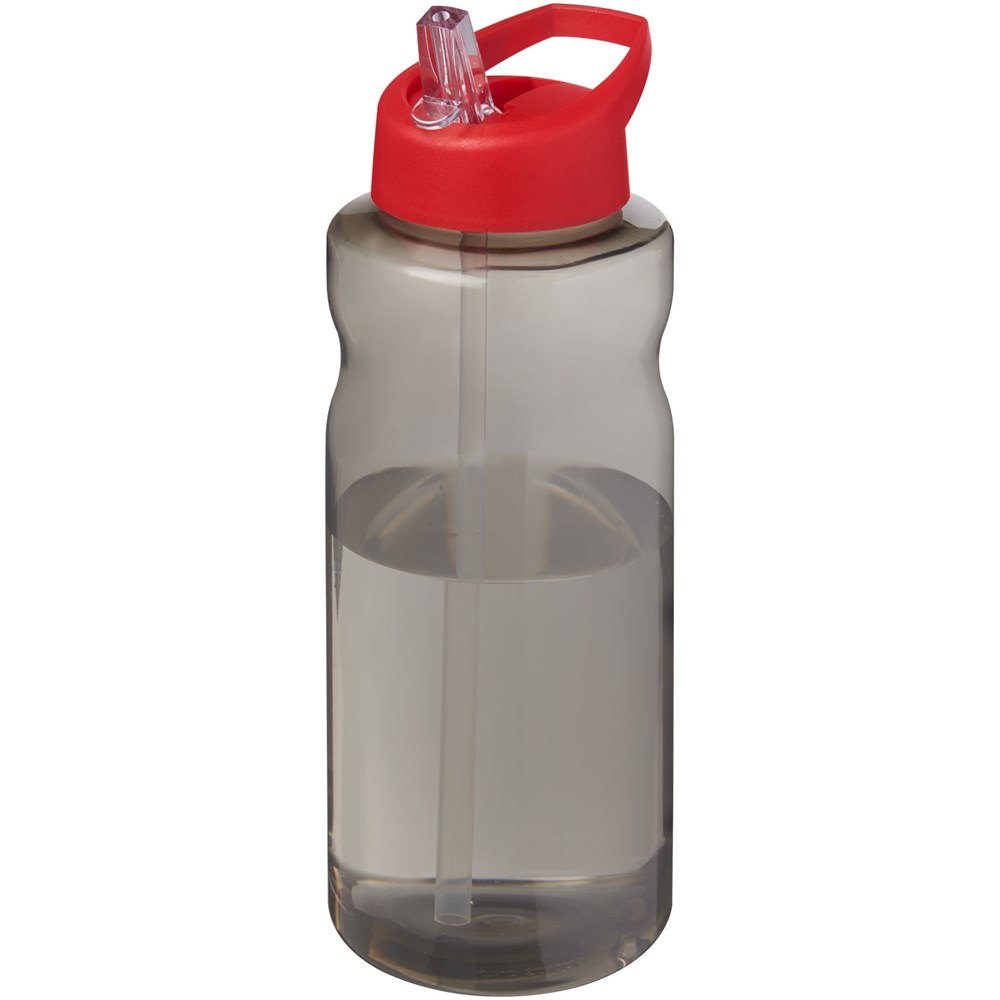 Bouteille de sport H2O Active® Eco Big Base de 1 litre avec couvercle à bec verseur Charbon, Rouge