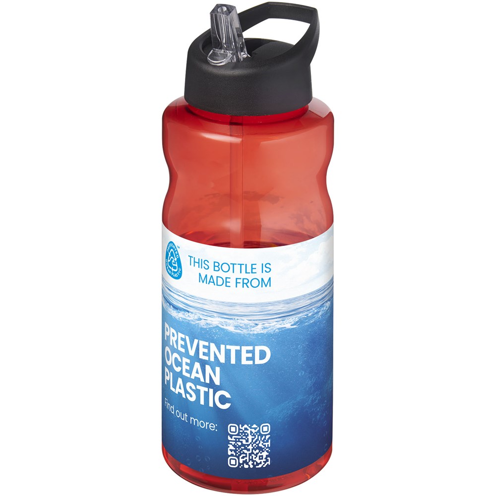 Bouteille de sport H2O Active® Eco Big Base de 1 litre avec couvercle à bec verseur Rouge, Noir