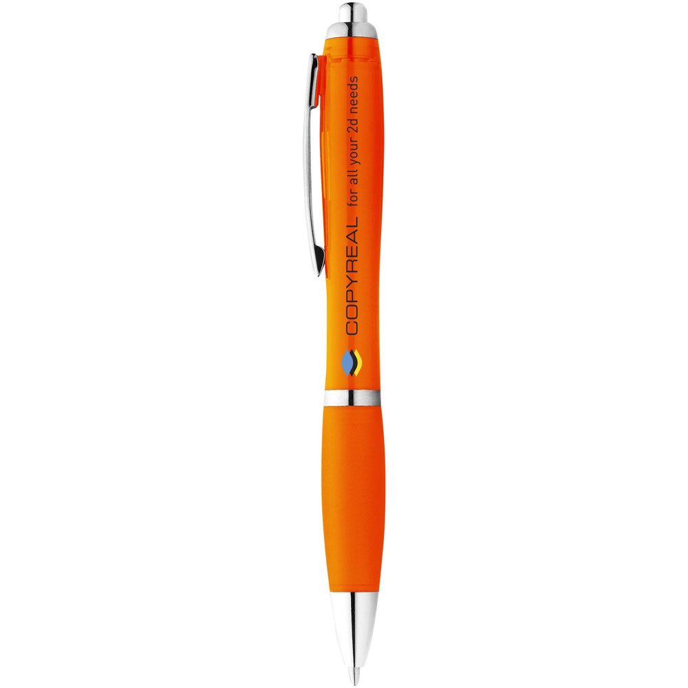 Stylo bille avec corps et grip colorés Nash (encre bleue) Orange