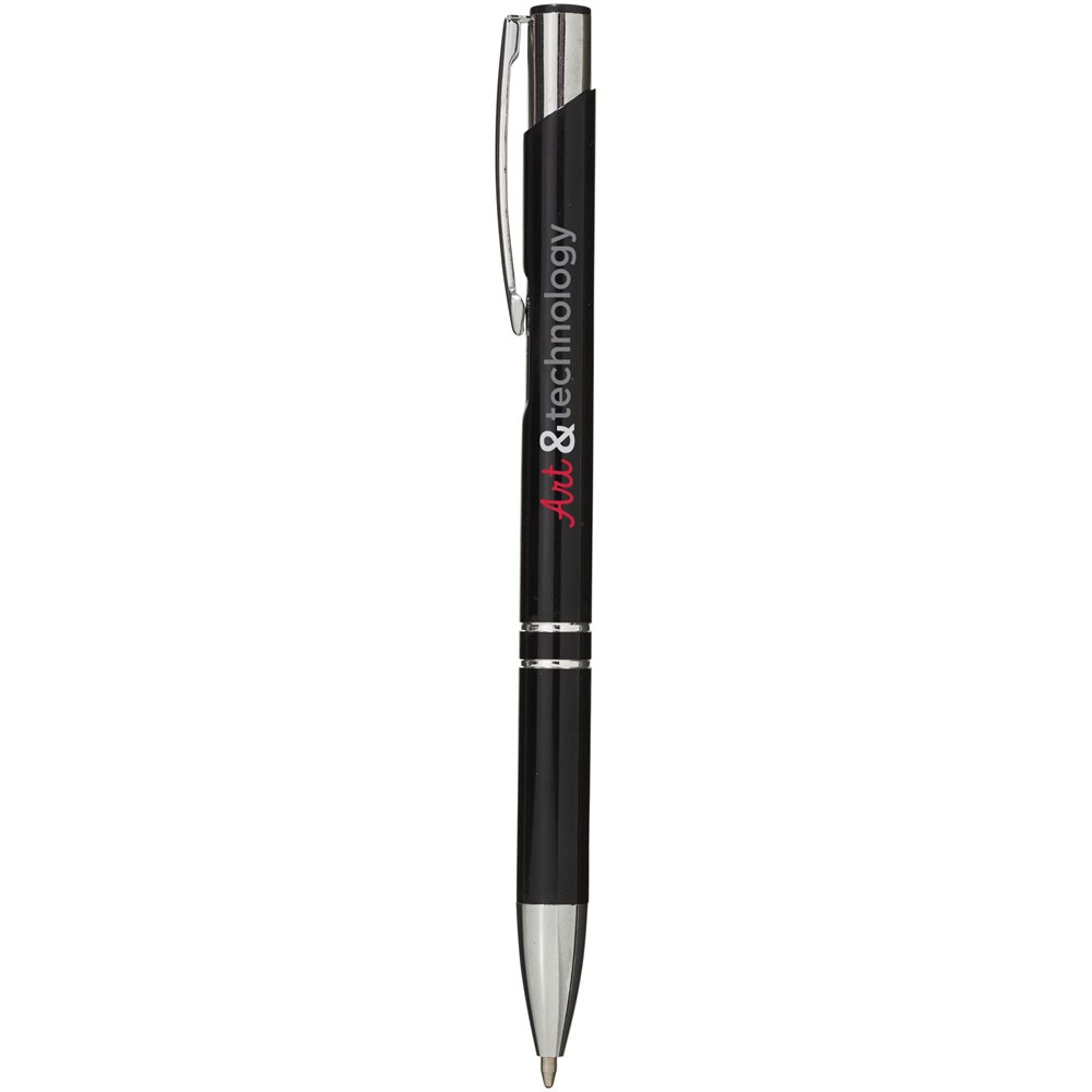 Stylo bille rétractable en aluminium Moneta (encre bleue) Noir