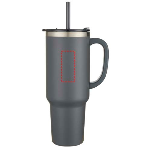 Mug Sydney 1200 ml double paroi certifié RCS avec isolation par le vide et couche de cuivre avec paille gris