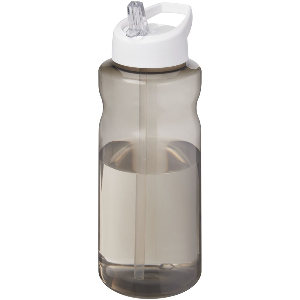 Bouteille de sport H2O Active® Eco Big Base de 1 litre avec couvercle à bec verseur Charbon, Blanc