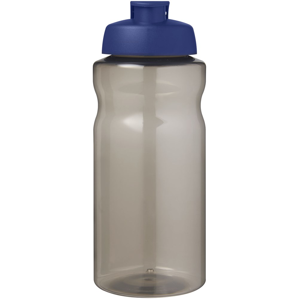 Bouteille de sport H2O Active® Eco Big Base de 1 litre à couvercle rabattable Charbon, Bleu