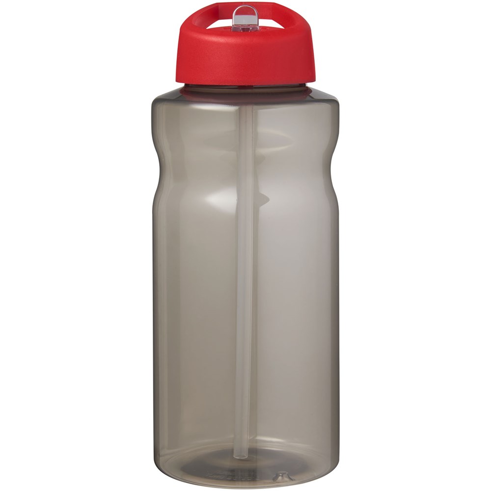 Bouteille de sport H2O Active® Eco Big Base de 1 litre avec couvercle à bec verseur Charbon, Rouge