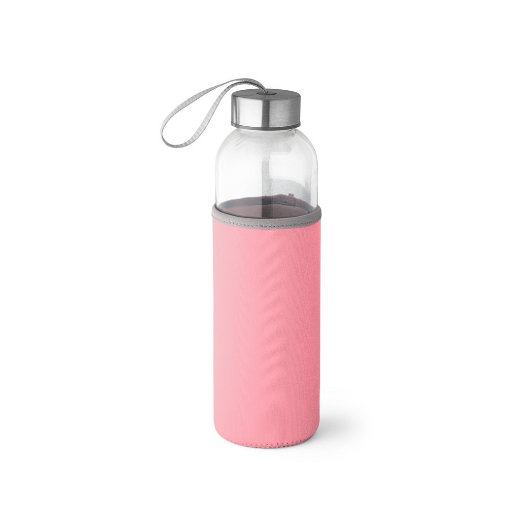 RAISE Bouteille de sport en verre et acier inoxydable 520 mL Rose clair