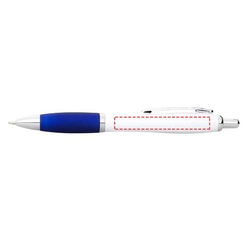 Stylo bille avec corps blanc et grip coloré Nash (encre bleue) Blanc, Bleu royal