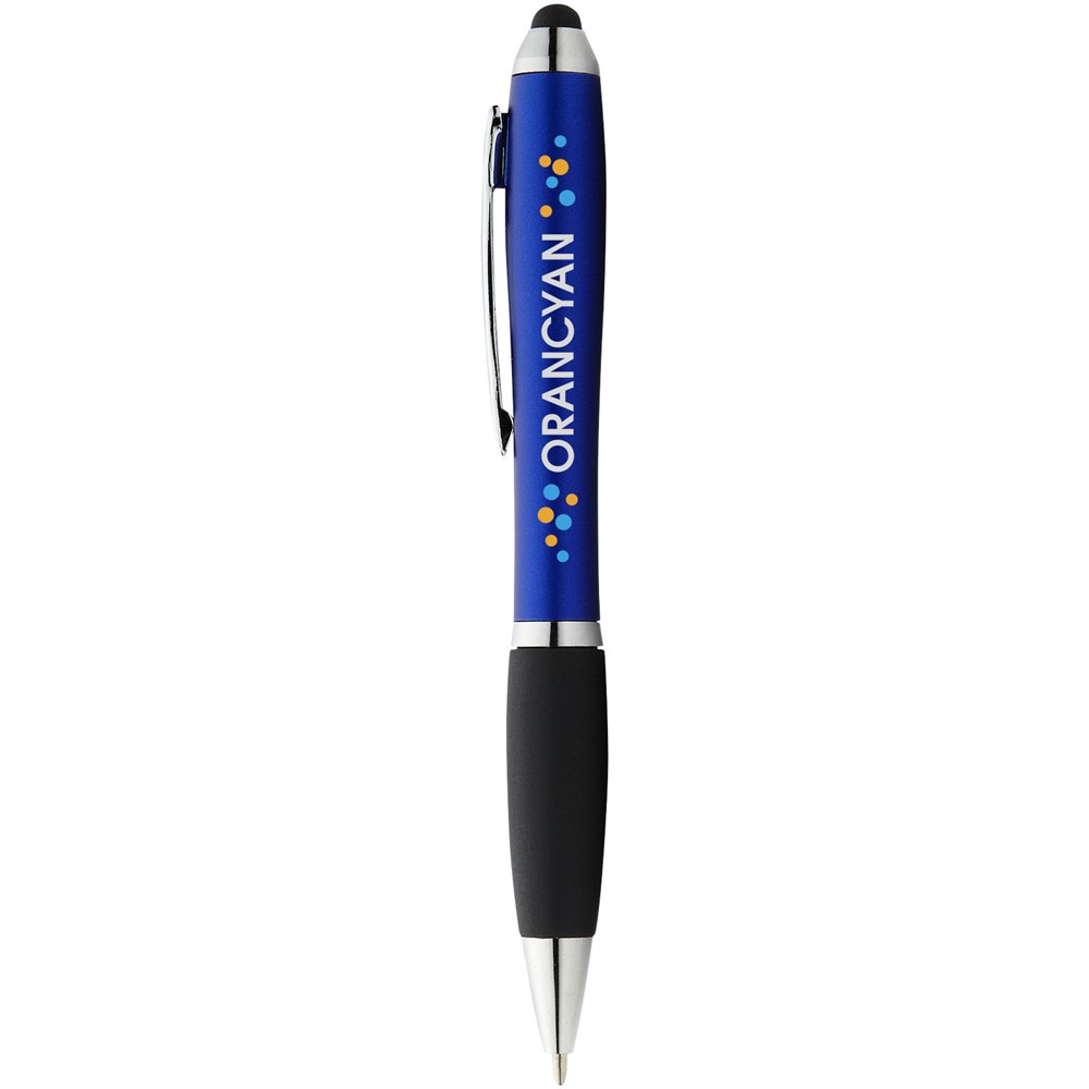 Stylo stylet coloré avec grip noir Nash (encre bleue) Bleu royal, Noir