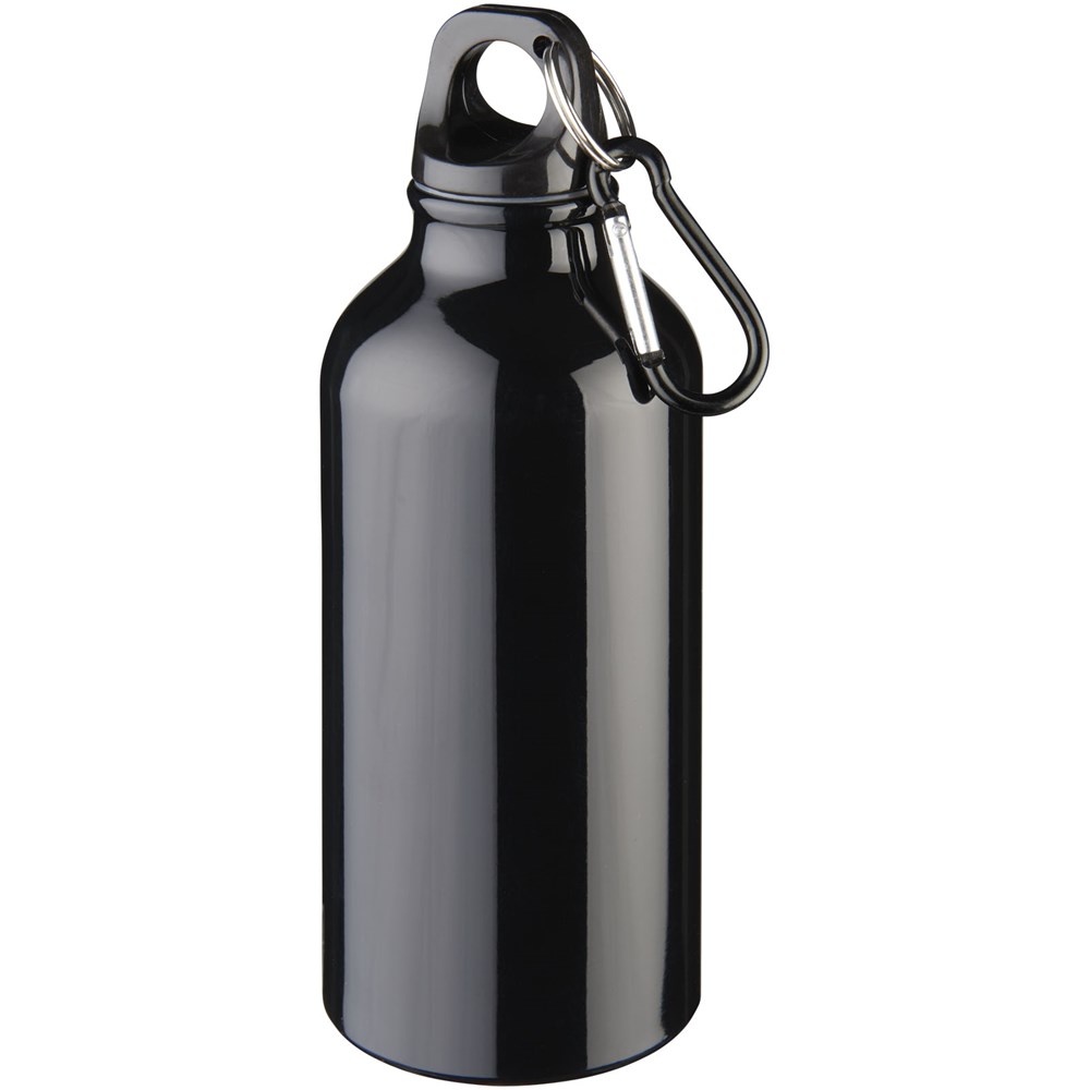 Bouteille d'eau Oregon de 400 ml en aluminium recyclé certifié RCS avec mousqueton noir