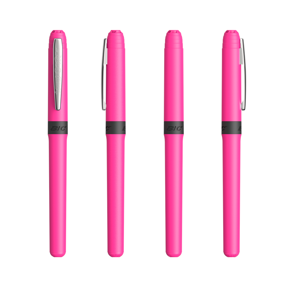 BIC® Grip Roller Pink - Chrome - encre noire