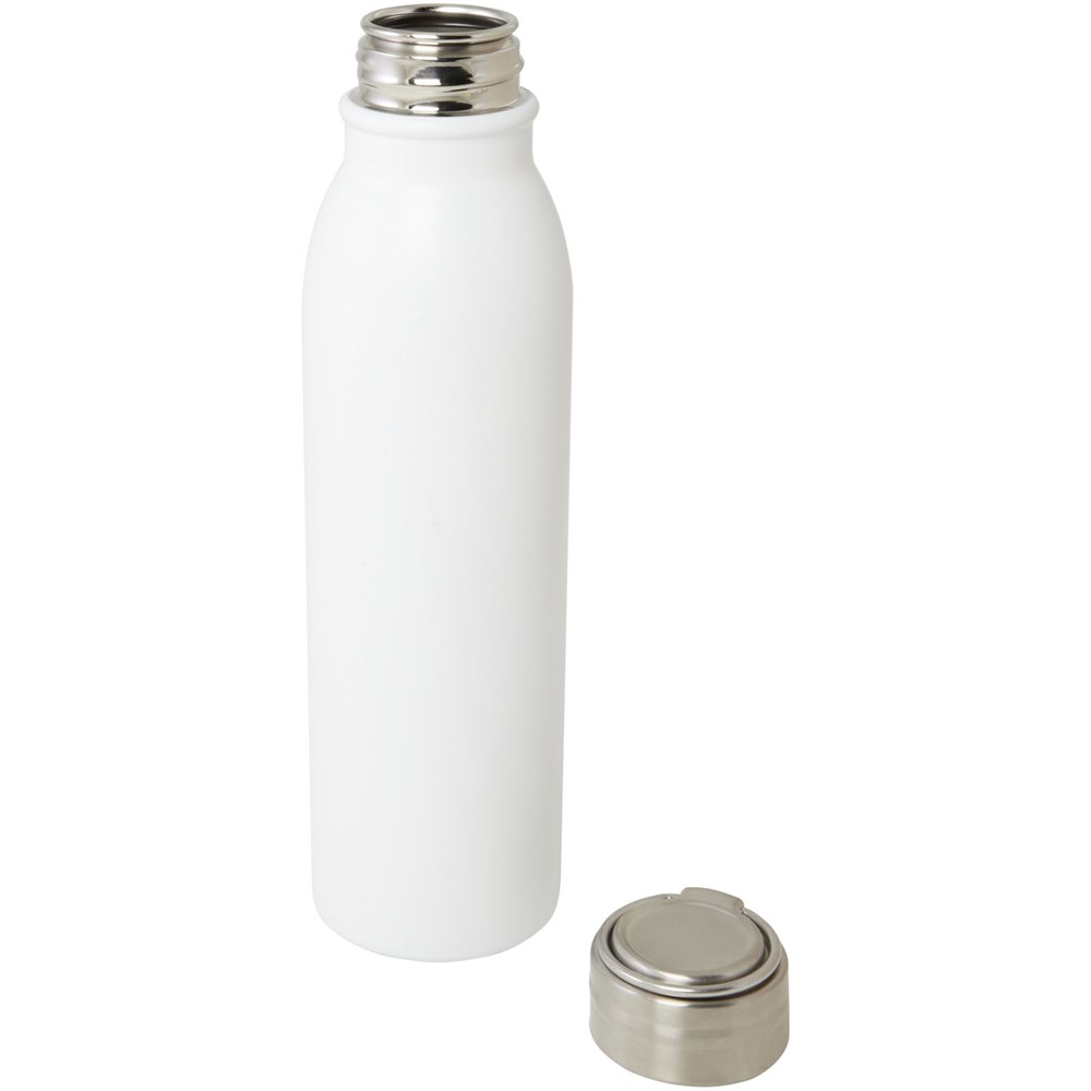 Bouteille d'eau Harper de 700 ml en acier inoxydable certifié RCS avec boucle métallique blanc