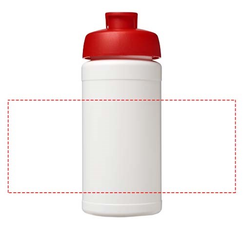 Bouteille de sport Baseline de 500 ml recyclée avec couvercle rabattable Blanc, Rouge