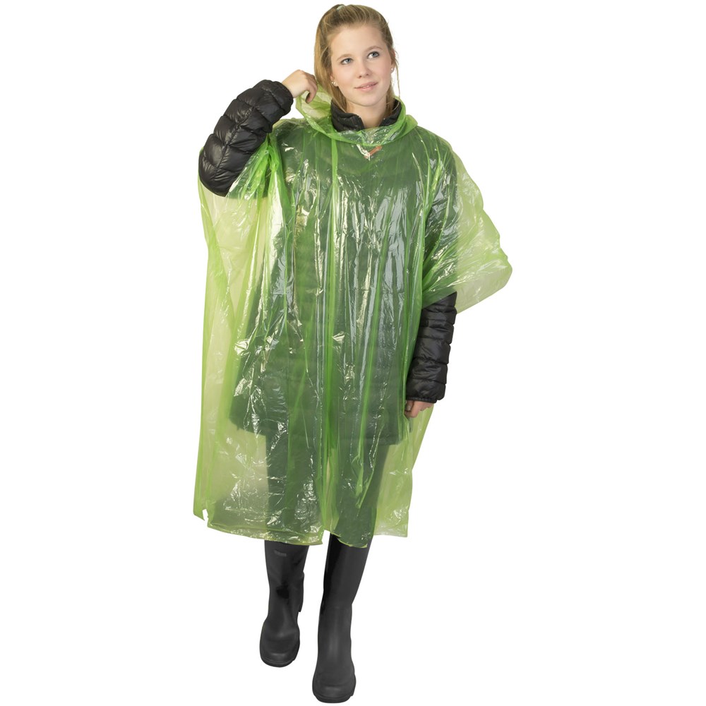 Poncho jetable pour la pluie avec pochette de rangement Ziva Citron vert