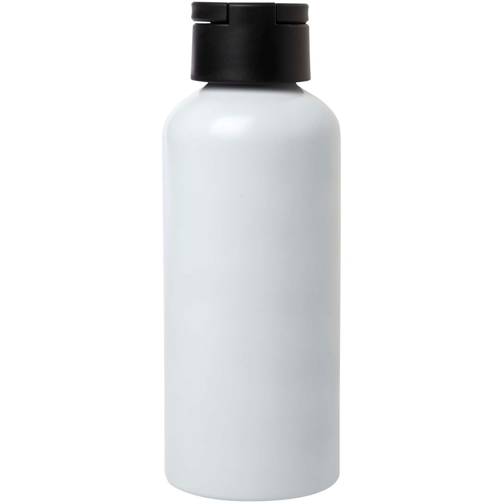 Bouteille d’eau Trinity de 600 ml en aluminium recyclé certifié RCS et couvercle en rPET blanc