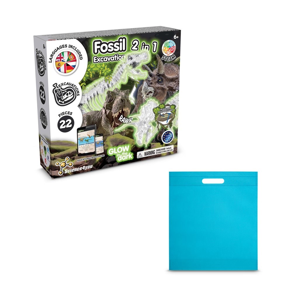 2 in 1 Fossil Excavation Kit IV Lernspiel lieferung inklusive einer non-woven tasche (80 g/m²) hellblau