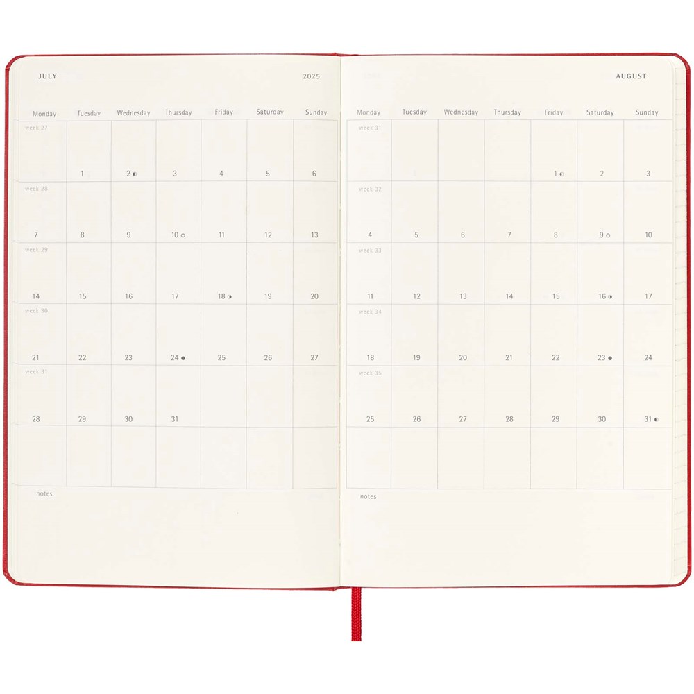 Moleskine Hardcover 12 Monate Tageskalender scharlachrot