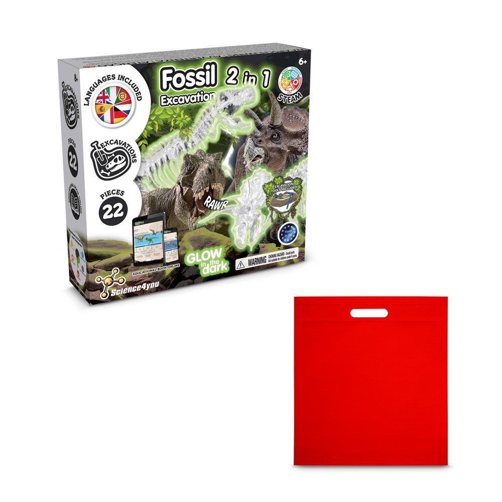 2 in 1 Fossil Excavation Kit IV Lernspiel lieferung inklusive einer non-woven tasche (80 g/m²) rot