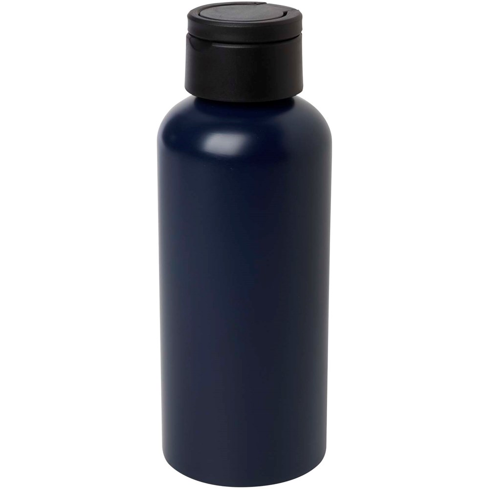 Bouteille d’eau Trinity de 600 ml en aluminium recyclé certifié RCS et couvercle en rPET Navy Blue