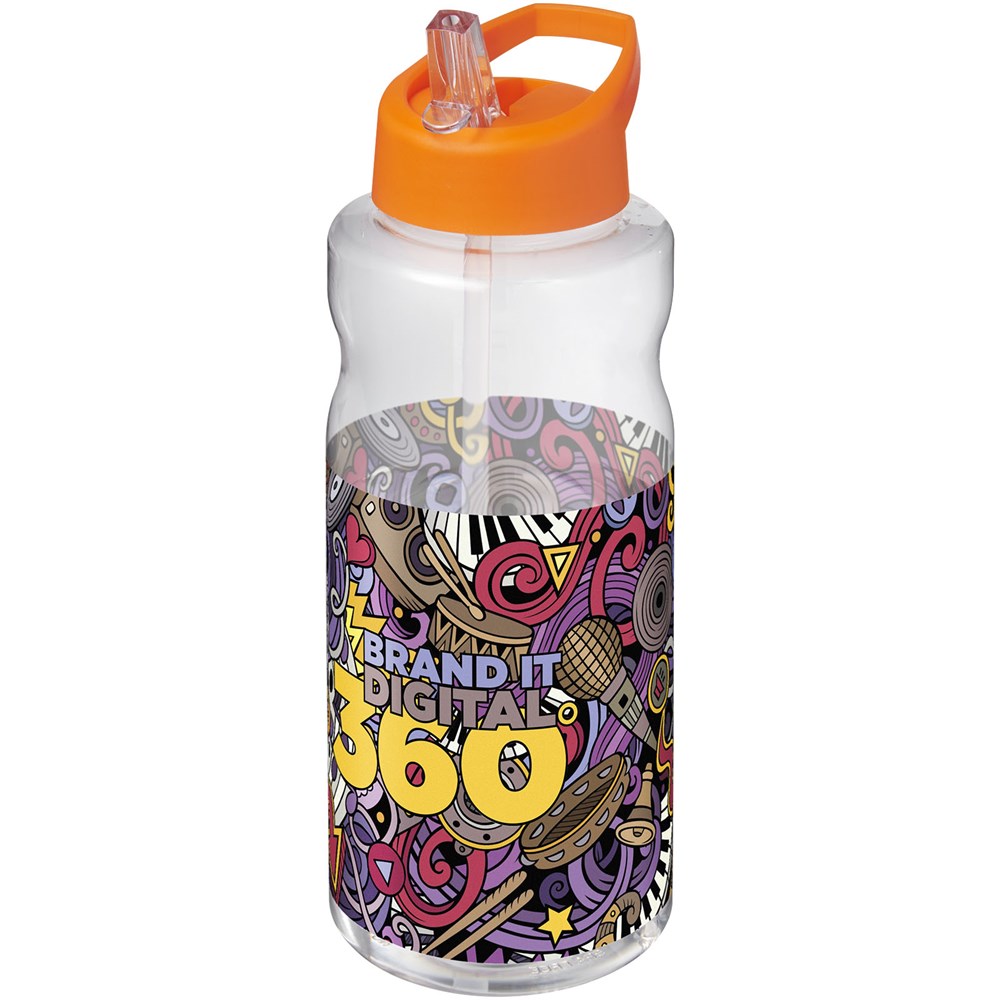 Bouteille de sport H2O Active® Big Base de 1 litre avec couvercle à bec verseur orange